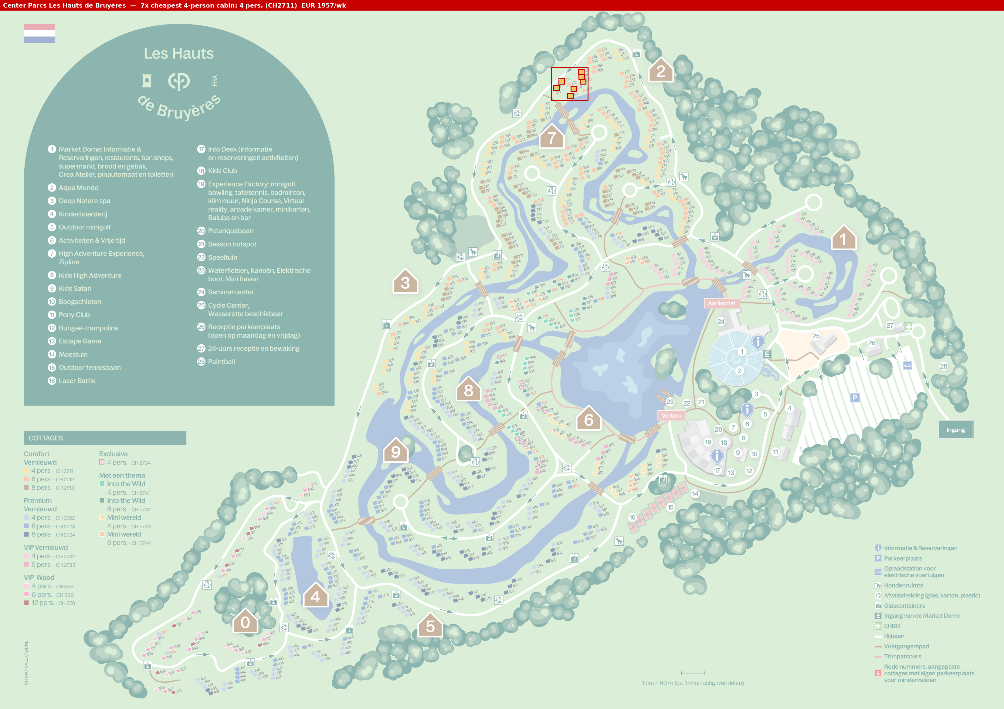 Park map with 7 clustered CH2711 cabins highlighted