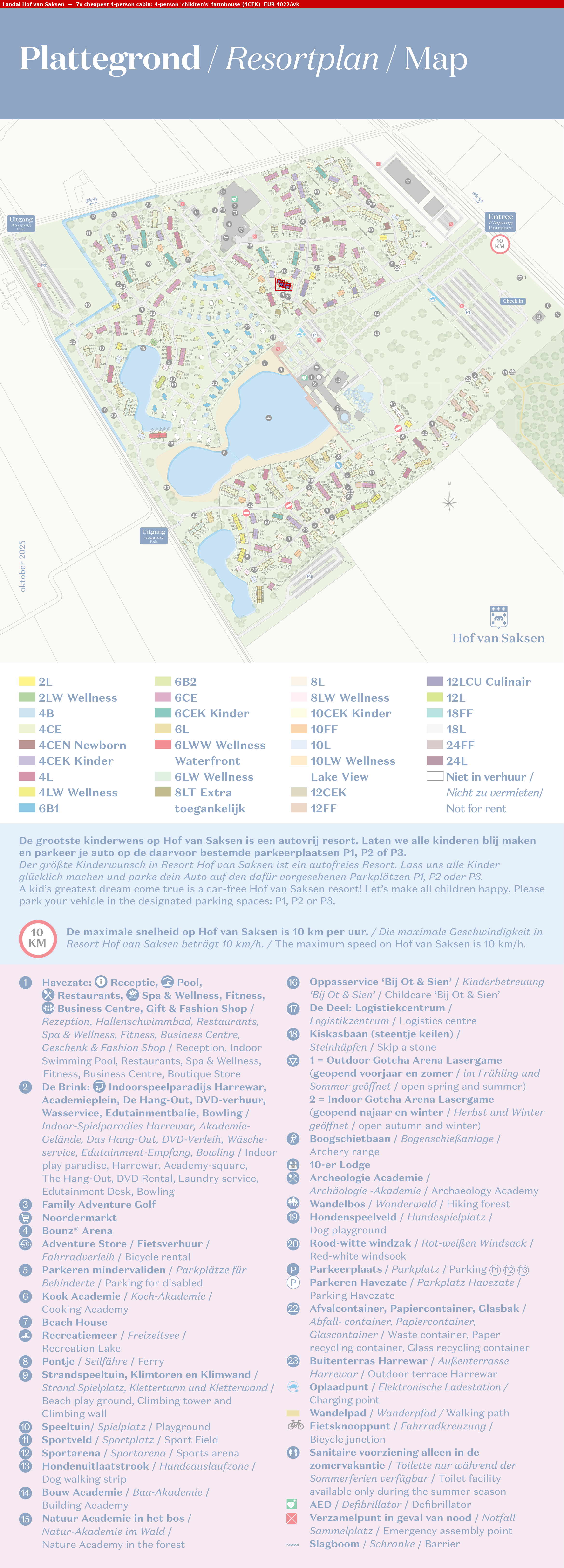 Park map with 7 clustered 4CEK cabins highlighted