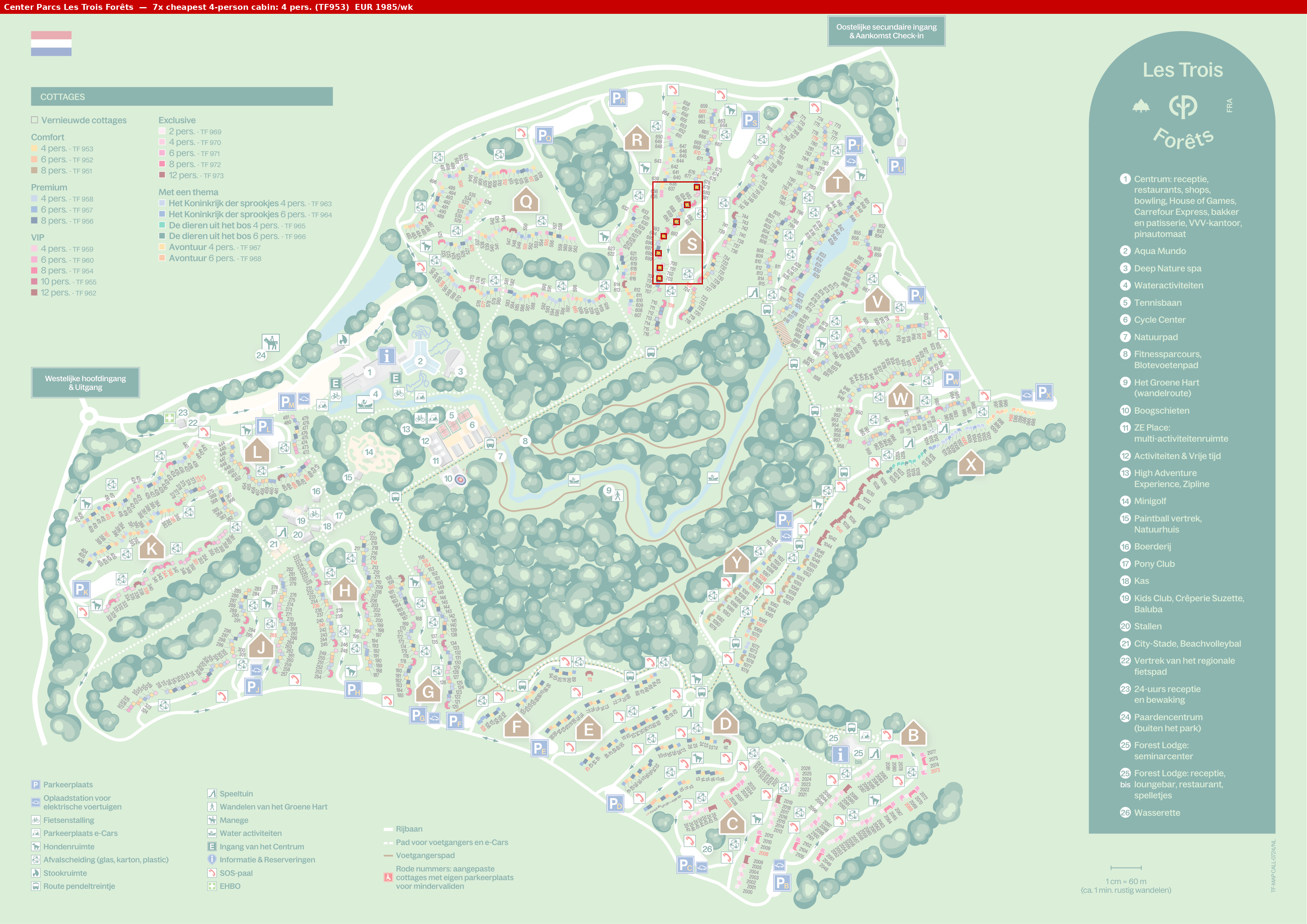 Park map with 7 clustered TF953 cabins highlighted