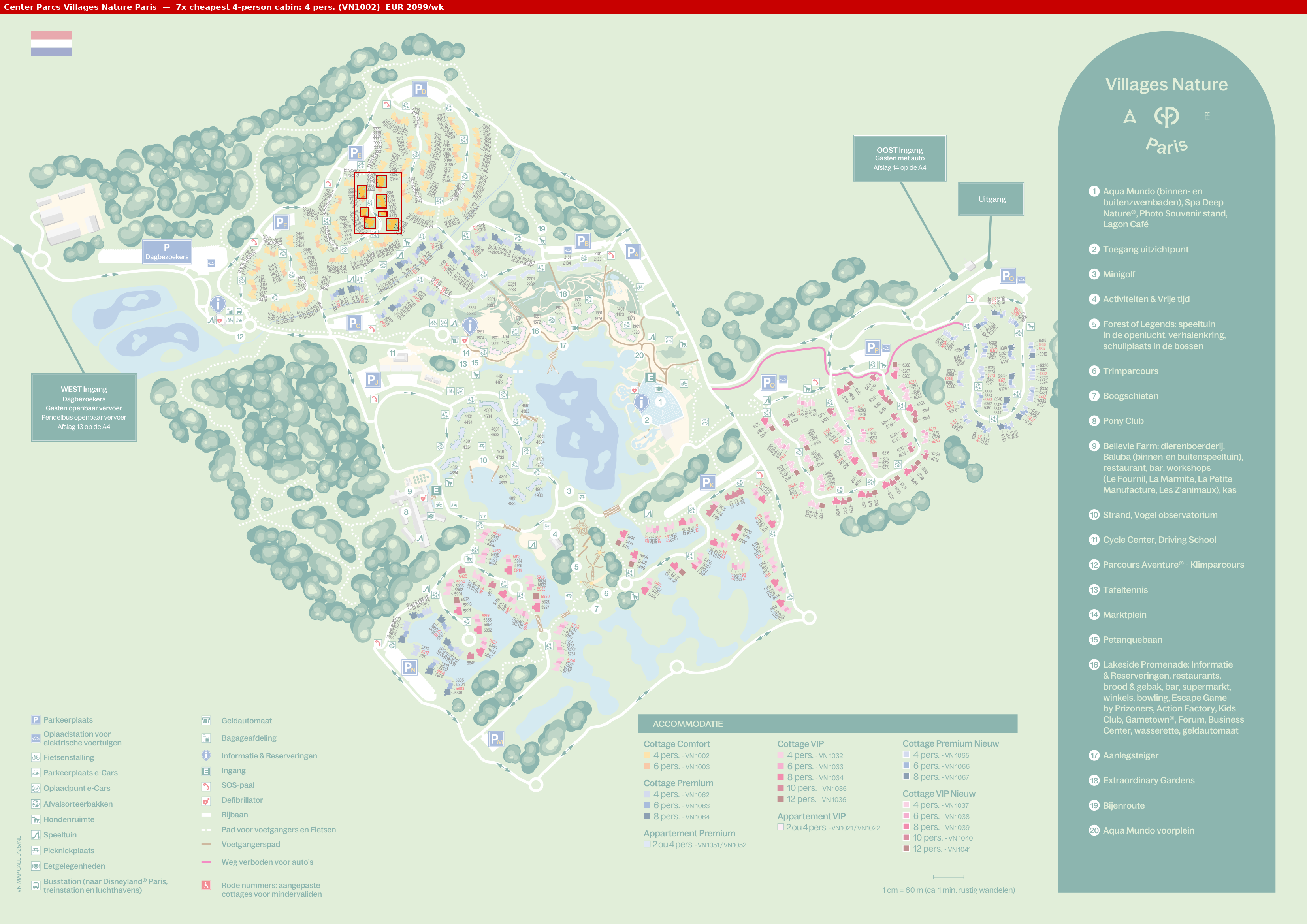 Park map with 7 clustered VN1002 cabins highlighted